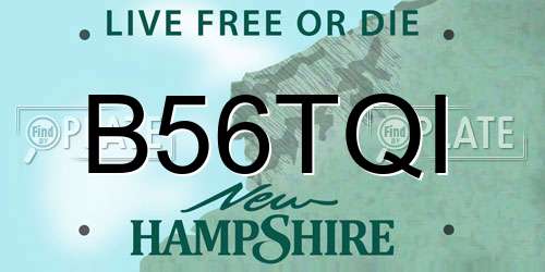 B56TQI New Hampshire License Plate
