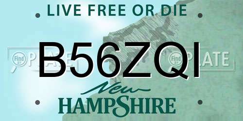 B56ZQI New Hampshire License Plate