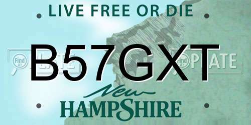 B57GXT New Hampshire License Plate
