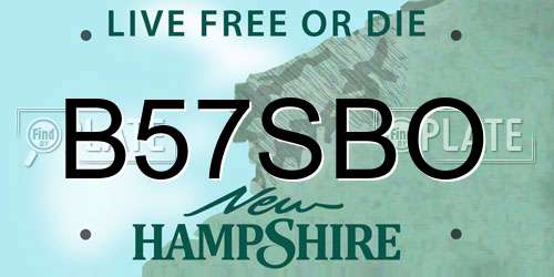 B57SBO New Hampshire License Plate