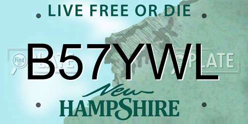 B57YWL New Hampshire License Plate