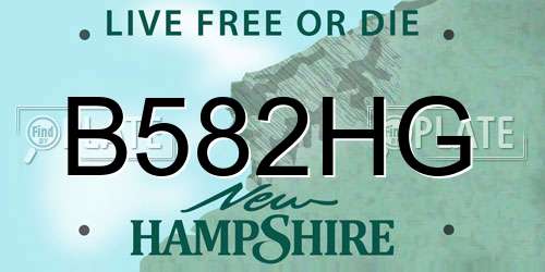 B582HG New Hampshire License Plate