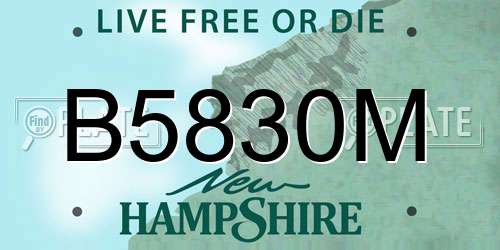 B5830M New Hampshire License Plate