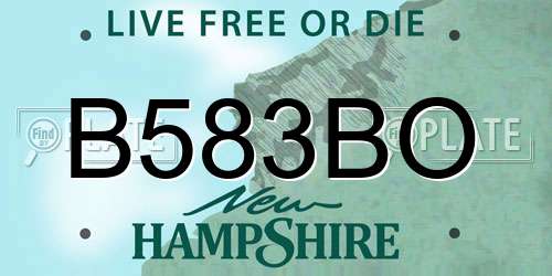 B583BO New Hampshire License Plate
