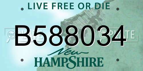 B588034 New Hampshire License Plate