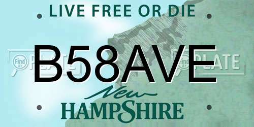 B58AVE New Hampshire License Plate