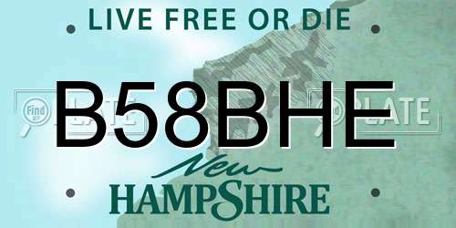 B58BHE New Hampshire License Plate
