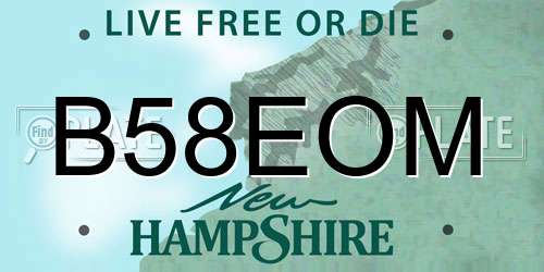 B58EOM New Hampshire License Plate