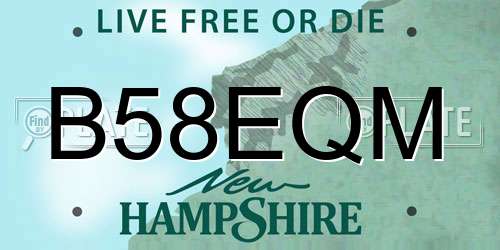 B58EQM New Hampshire License Plate