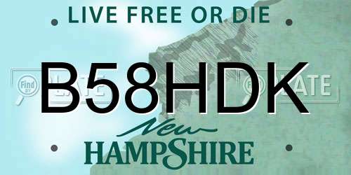 B58HDK New Hampshire License Plate