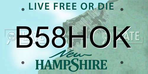B58HOK New Hampshire License Plate