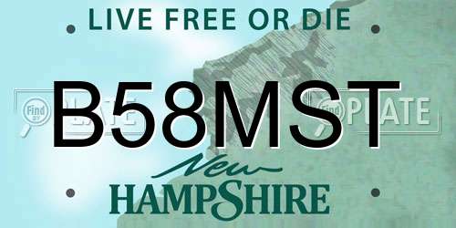 B58MST New Hampshire License Plate