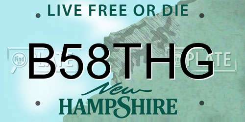 B58THG New Hampshire License Plate