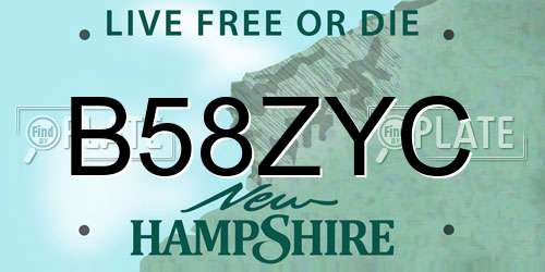 B58ZYC New Hampshire License Plate