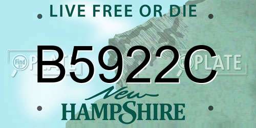 B5922C New Hampshire License Plate