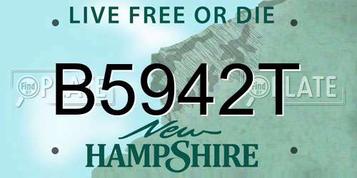 B5942T New Hampshire License Plate