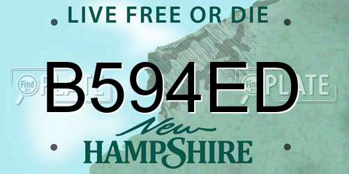 B594ED New Hampshire License Plate