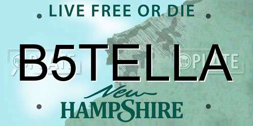 B5TELLA New Hampshire License Plate