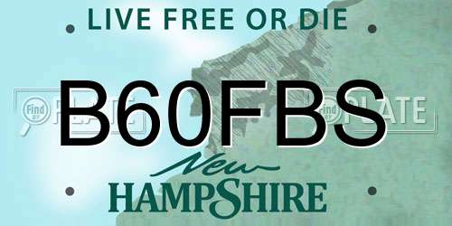 B60FBS New Hampshire License Plate