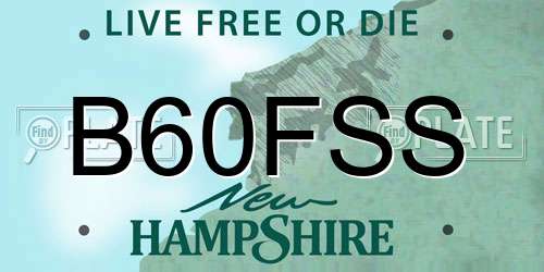 B60FSS New Hampshire License Plate