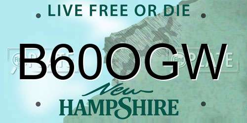 B60OGW New Hampshire License Plate