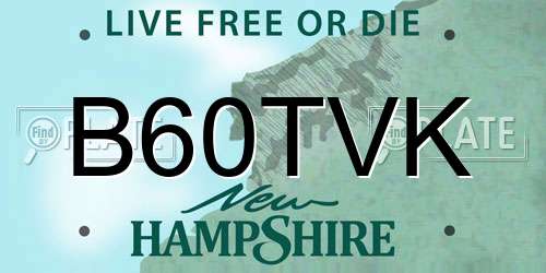 B60TVK New Hampshire License Plate