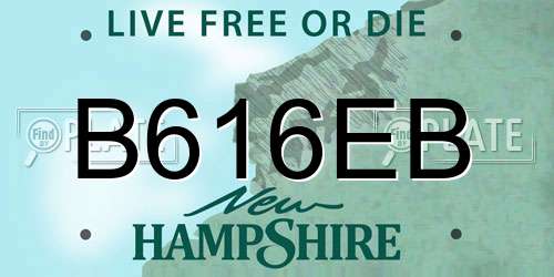 B616EB New Hampshire License Plate