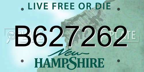 B627262 New Hampshire License Plate