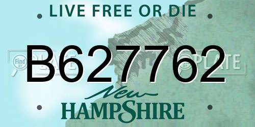 B627762 New Hampshire License Plate