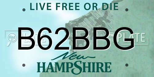 B62BBG New Hampshire License Plate