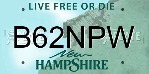 B62NPW New Hampshire License Plate