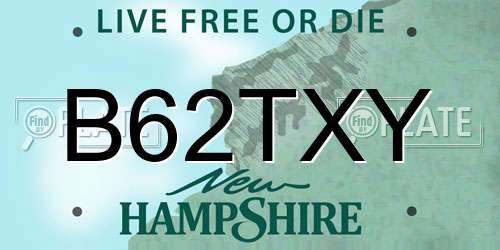 B62TXY New Hampshire License Plate