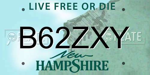 B62ZXY New Hampshire License Plate