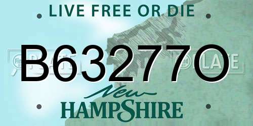 B63277O New Hampshire License Plate