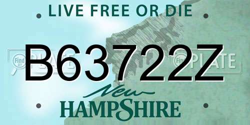 B63722Z New Hampshire License Plate