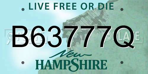 B63777Q New Hampshire License Plate