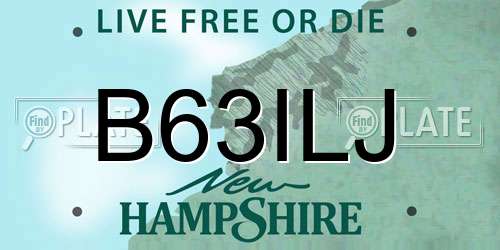 B63ILJ New Hampshire License Plate