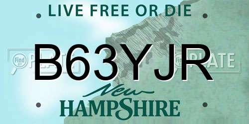 B63YJR New Hampshire License Plate