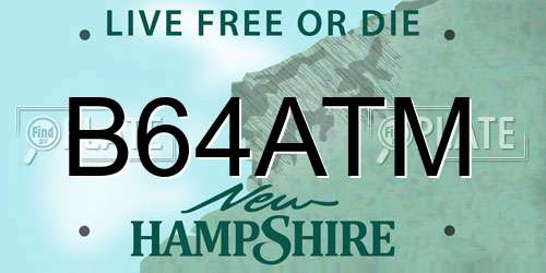 B64ATM New Hampshire License Plate
