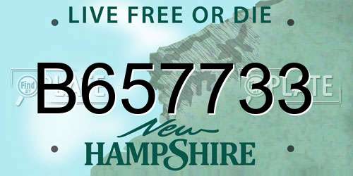 B657733 New Hampshire License Plate