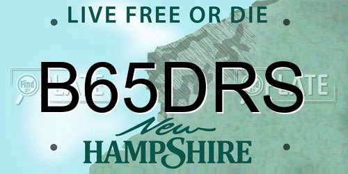 B65DRS New Hampshire License Plate