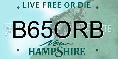 B65ORB New Hampshire License Plate
