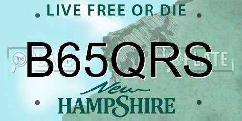 B65QRS New Hampshire License Plate