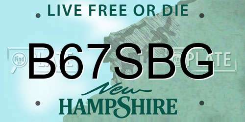 B67SBG New Hampshire License Plate