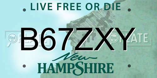 B67ZXY New Hampshire License Plate