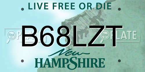 B68LZT New Hampshire License Plate