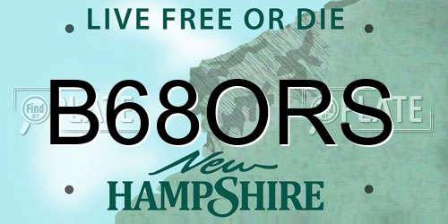 B68ORS New Hampshire License Plate