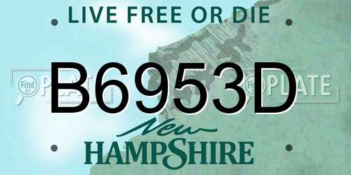 B6953D New Hampshire License Plate