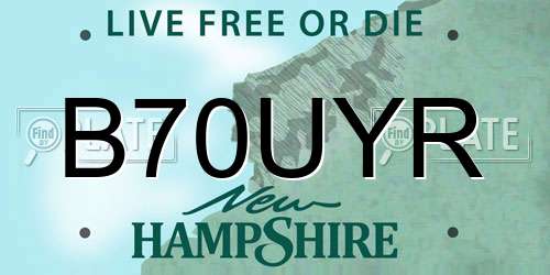 B70UYR New Hampshire License Plate
