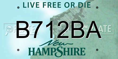 B712BA New Hampshire License Plate